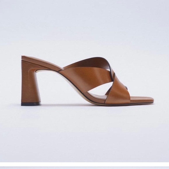 NWT Zara Leather Block Heel Sandals EU 40 / US Size 9 Airfit Technology SOLD OUT - Picture 2 of 12